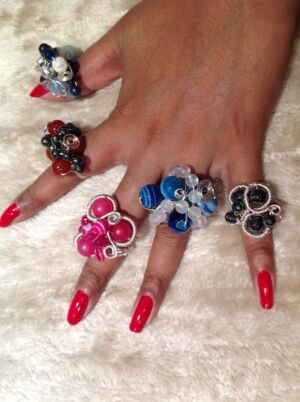Various rings Various rings available with different gemstones. Please specify size when ordering.
