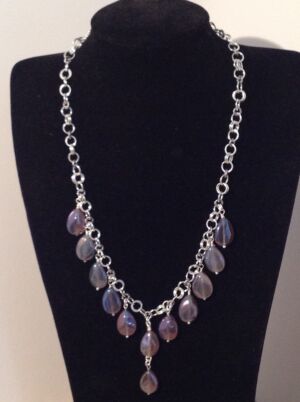 Chainmaille and coated mystic Quartz necklace. Chainmaille and coated mystic Quartz necklace.